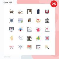 grupo de 25 signos y símbolos de colores planos para elementos de diseño de vectores editables de teléfonos móviles de escritorio de Android de noticias