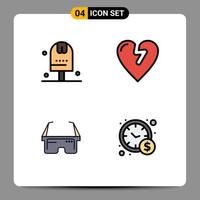 Set of 4 Modern UI Icons Symbols Signs for and glasses kitchen infarct eye Editable Vector Design Elements