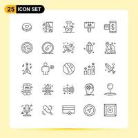 Group of 25 Lines Signs and Symbols for financial cashless lab card advertising Editable Vector Design Elements