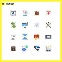 conjunto de 16 iconos de interfaz de usuario modernos símbolos signos para hoja de planta amor eco pascua paquete editable de elementos de diseño de vectores creativos