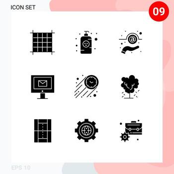 Pictogram Set of 9 Simple Solid Glyphs of speed service email chat computer Editable Vector Design Elements