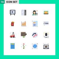 Set of 16 Modern UI Icons Symbols Signs for card hardware female device computer Editable Pack of Creative Vector Design Elements