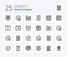 Network And Database 25 Line icon pack including smartphone. app. network. network. document vector
