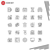 25 Universal Line Signs Symbols of man seat web interior watch Editable Vector Design Elements