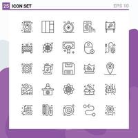 Set of 25 Modern UI Icons Symbols Signs for message board navigation support help Editable Vector Design Elements