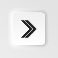 Arrow neumorphic style vector icon. Vector illustration of arrow icon on white background. Neumorphism, neumorphic style icon