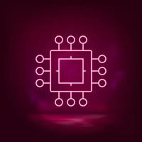 Processor, chip neon icon - vector. Artificial intelligence vector