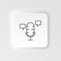 Microphone, smart, chat bobble icon - Vector. Artificial intelligence neumorphic style vector icon on white background