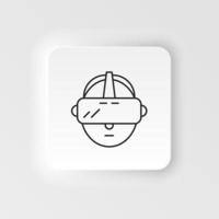 Vr, hat, man icon - Vector. Artificial intelligence neumorphic style vector icon on white background