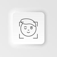 Analysis, facial, tech, smart icon - Vector. Artificial intelligence neumorphic style vector icon on white background