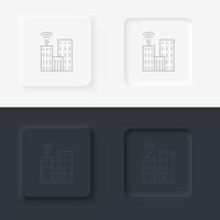Communication, television, building icon - Vector. Artificial intelligence neumorphic style vector icon set