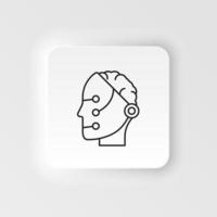 Memory, robot, intelligence neumorphic style vector icon, smart icon - Vector. Artificial intelligence neumorphic style vector icon on white background