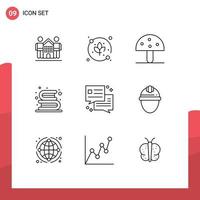 Set of 9 Modern UI Icons Symbols Signs for read education autumn books vegetable Editable Vector Design Elements