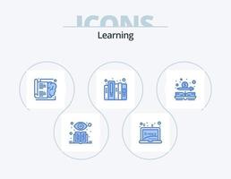 Learning Blue Icon Pack 5 Icon Design. dollar. book. brain. files. data vector