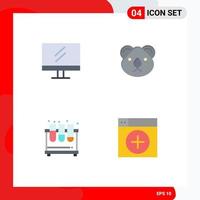 User Interface Pack of 4 Basic Flat Icons of monitor test animal kangaroo lab Editable Vector Design Elements