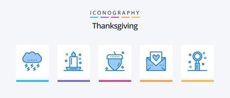 Thanks Giving Blue 5 Icon Pack Including thanksgiving. love letter. light. love. thanksgiving. Creative Icons Design vector