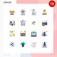 Concepto de 16 colores planos para sitios web, móviles y aplicaciones, soporte de café para computadora doméstica, ayuda para un paquete editable de elementos de diseño de vectores creativos
