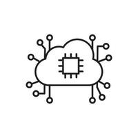 Brain, processor, cloud, network icon - Vector. Artificial intelligence on white background vector