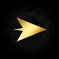 Arrow gold vector icon. Vector illustration of golden particle background.