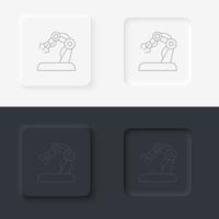 Hand, robotic, arm icon - Vector. Artificial intelligence neumorphic style vector icon set