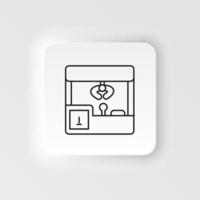 Claw machine, game, retro neumorphic style vector icon. Neumorphism style. Claw machine, game retro neumorphic style vector icon. Neumorphism style on white background.