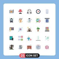 Pictogram Set of 25 Simple Flat Colors of mobile phone fathers media video Editable Vector Design Elements