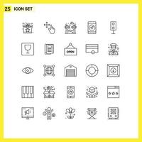 Set of 25 Modern UI Icons Symbols Signs for speaker electronics hammock devices location Editable Vector Design Elements