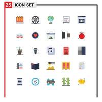 Universal Icon Symbols Group of 25 Modern Flat Colors of web learning globe e book Editable Vector Design Elements