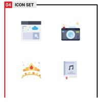 Mobile Interface Flat Icon Set of 4 Pictograms of browser jewelry camera photography album Editable Vector Design Elements