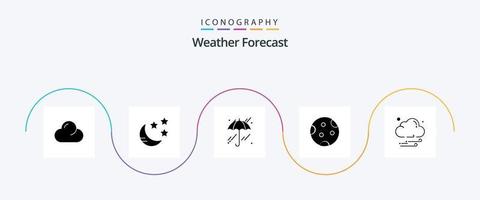 paquete de iconos de glifos meteorológicos 5 que incluye . noche. lluvia. nube. dormir vector