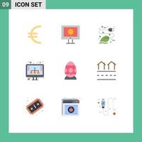 Modern Set of 9 Flat Colors Pictograph of easter storage energy seo diagram Editable Vector Design Elements