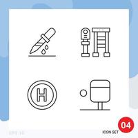 Group of 4 Filledline Flat Colors Signs and Symbols for droup sign medicine station ping pong Editable Vector Design Elements