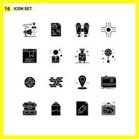 Modern Set of 16 Solid Glyphs and symbols such as development website bag page crossroad Editable Vector Design Elements