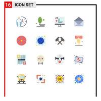 Set of 16 Modern UI Icons Symbols Signs for open message leaf programming develop Editable Pack of Creative Vector Design Elements