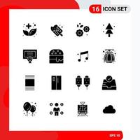 Pictogram Set of 16 Simple Solid Glyphs of certificate tree flower spruce forest Editable Vector Design Elements