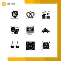 9 Universal Solid Glyphs Set for Web and Mobile Applications comment masks asset face masks carnival Editable Vector Design Elements