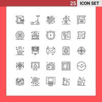 conjunto de 25 iconos de interfaz de usuario modernos signos de símbolos para celebración cena banca plato barbacoa elementos de diseño vectorial editables vector