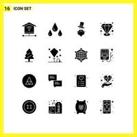 16 Universal Solid Glyph Signs Symbols of tree pine movember nature quality Editable Vector Design Elements