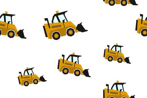 Vector seamless pattern bulldozer cartoon concept design