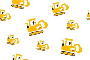 Vector seamless pattern bulldozer cartoon concept design