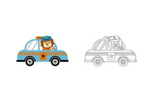 Vector a drawing book cute lion police cartoon for kids or print design illustration