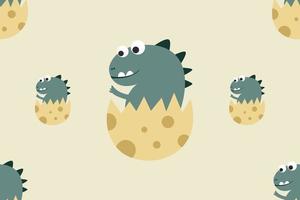 Vector cute dino in egg pattern vector design illustration