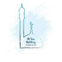 hand drawn mosque for Isra Mi'raj vector illustration with grunge background