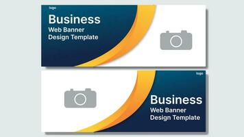 business web banner design template with blue and orange color vector