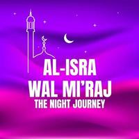 Isra' mi'raj illustration about mohammad prophet in night journey with gradient background vector