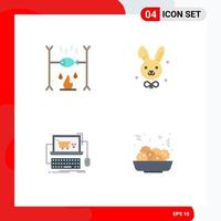 Flat Icon Pack of 4 Universal Symbols of dinner shop vacation rabbit game Editable Vector Design Elements