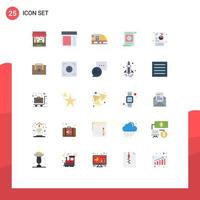 Mobile Interface Flat Color Set of 25 Pictograms of file target user objectives transportation Editable Vector Design Elements