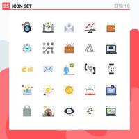 Set of 25 Modern UI Icons Symbols Signs for cash lcd financial chart open Editable Vector Design Elements