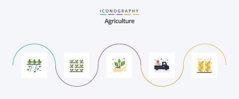 paquete de iconos de 5 planos de agricultura que incluye. agricultura. grano vector