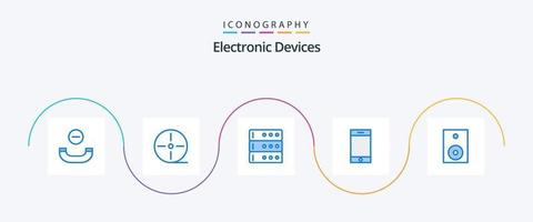 paquete de iconos azul 5 de dispositivos que incluye tecnología. productos base de datos. electrónica. teléfono inteligente vector